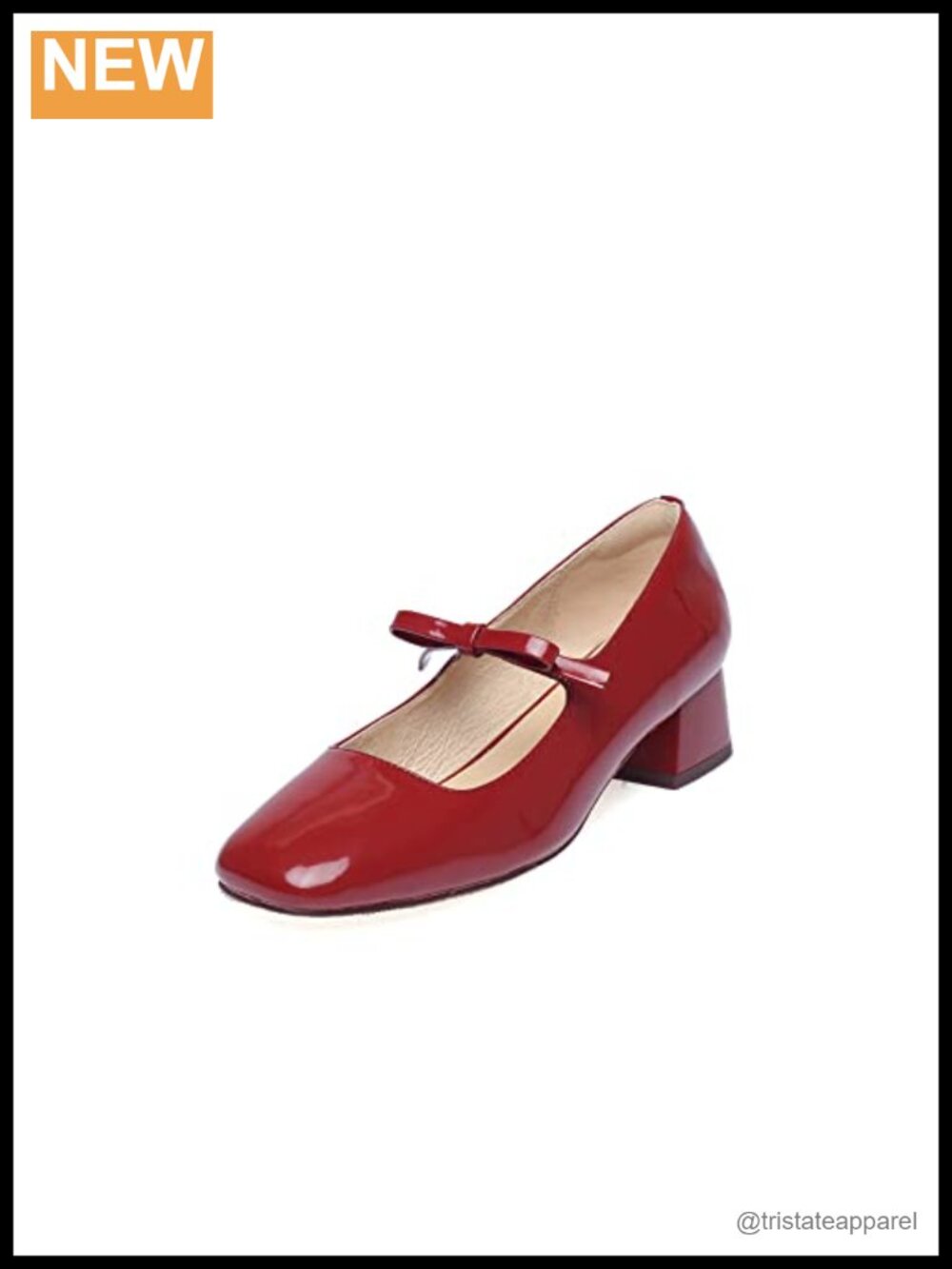 Glossy Patent Leather Square Toe Pumps Bow Block Heel Handmade